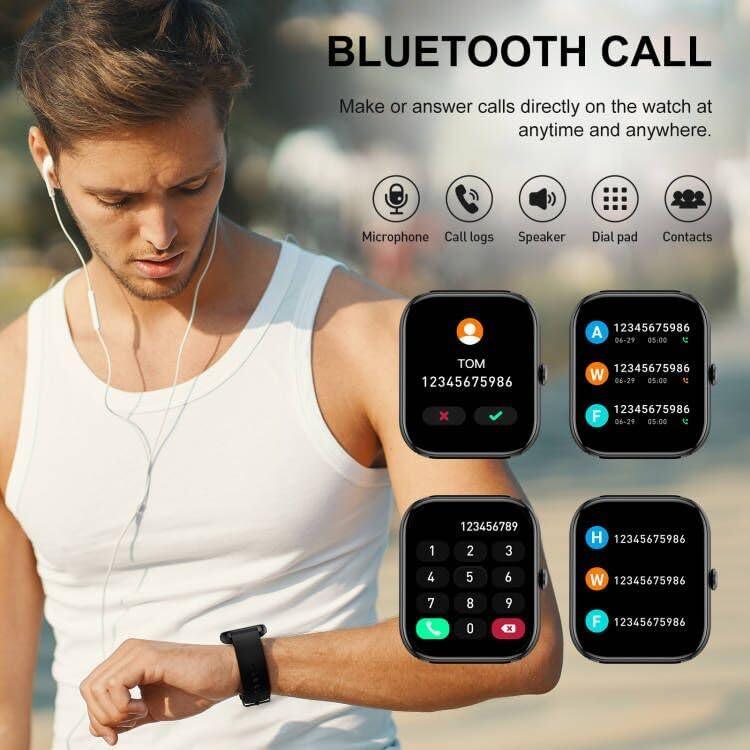 Revolutionäre 1,85" Touchscreen Smartwatch für Damen & Herren: Bluetooth-Anrufe, Fitness-Tracking, Herzfrequenz- und Schlafmonitor- 100% Wasserdicht - Perfekt für iOS & Android - NanoInfinite