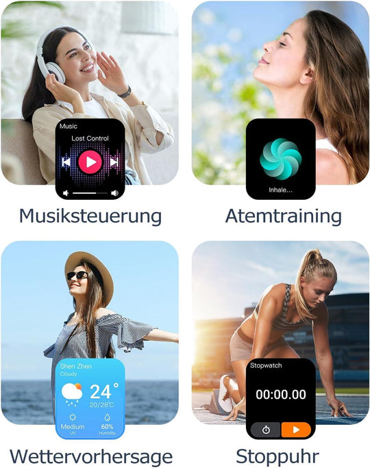 Die Ultimative Smartwatch für Damen & Herren: Telefonfunktion, Fitness-Tracking, Herzfrequenz- und Schlafmonitoring, SpO2, Schrittzähler & Mehr - Perfekt für iOS & Android - NanoInfinite