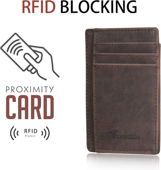 RFID-geschützte Leder Slim Wallet – Kompakte Mini-Geldbörse für Herren & Damen - NanoInfinite