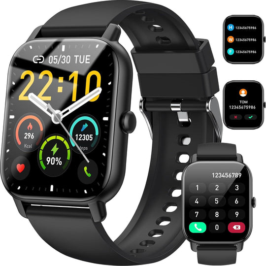 Revolutionäre 1,85" Touchscreen Smartwatch für Damen & Herren: Bluetooth-Anrufe, Fitness-Tracking, Herzfrequenz- und Schlafmonitor- 100% Wasserdicht - Perfekt für iOS & Android - NanoInfinite